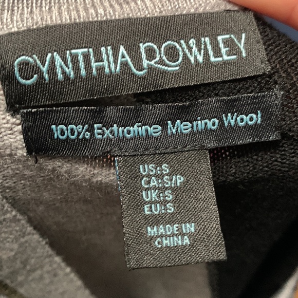 CYNTHIA ROWLEY Black & Gray Merino Wool Sweater Dress - Picture 4 of 4